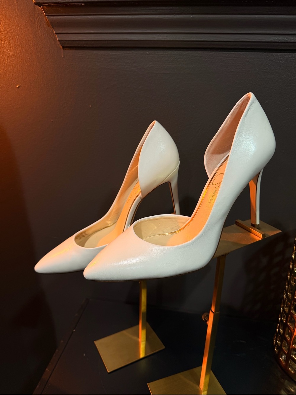 Jessica Simpson White Pointed Toe D’Orsay Stiletto Pumps